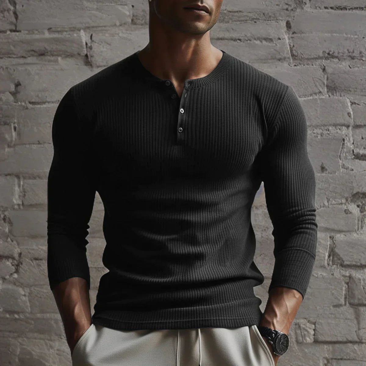 Pull À Fermeture À Quatre Boutons Avec Coupe Ajustée Pour Hommes | Idéal Pour Un Usage Quotidien