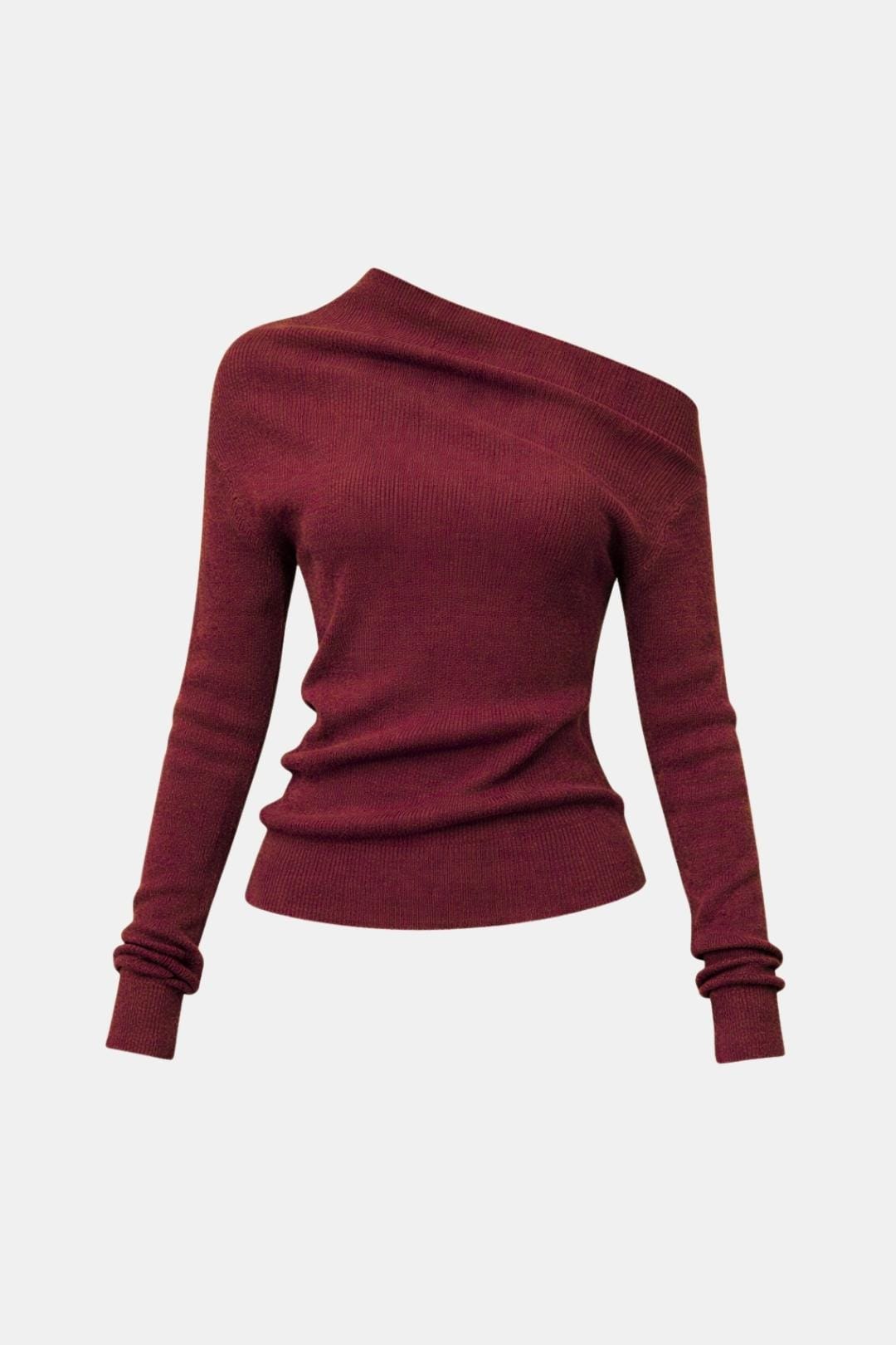 Top En Maille Avec Encolure Asymétrique Et Manches Longues Pour Femme | Idéal Pour Usage Quotidien
