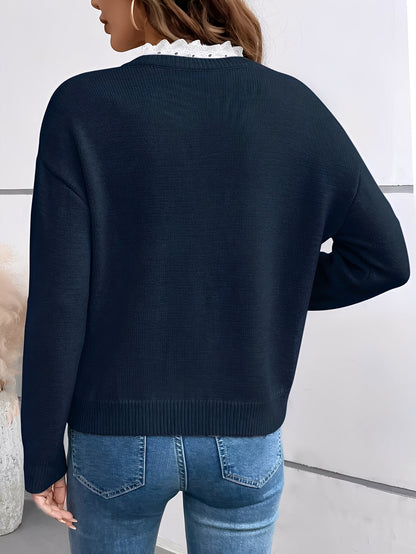 Blouse En Maille Avec Col En Dentelle Pour Femmes | Idéal Pour Un Usage Quotidien