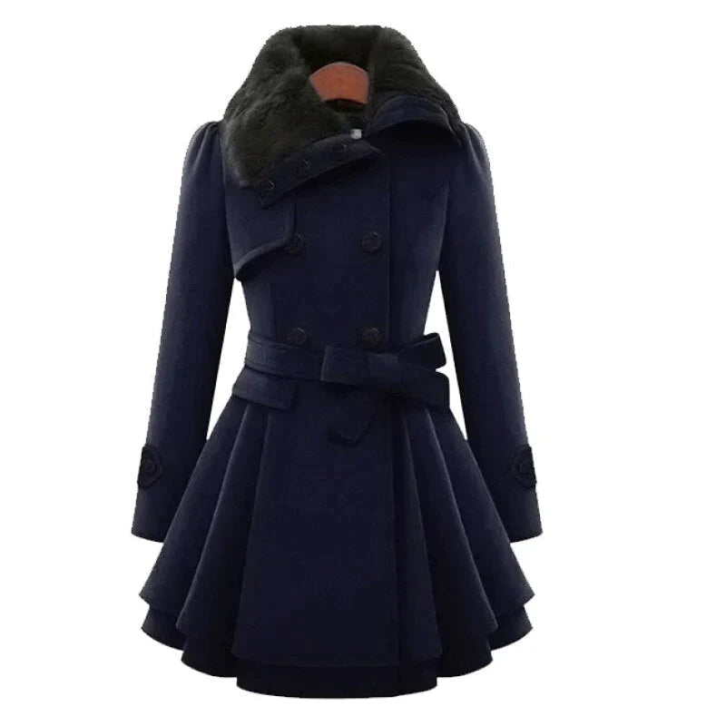 Trench Long avec Doublure en Fausse Fourrure pour Femme | Idéal pour l’Hiver