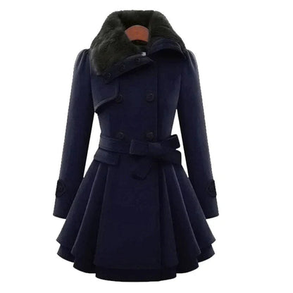 Trench Long avec Doublure en Fausse Fourrure pour Femme | Idéal pour l’Hiver