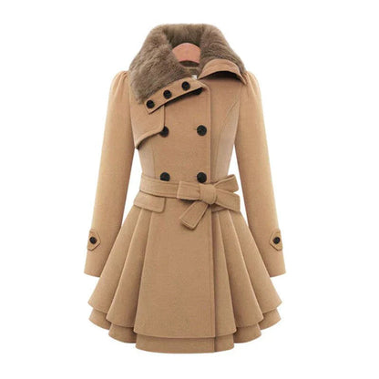 Trench Long avec Doublure en Fausse Fourrure pour Femme | Idéal pour l’Hiver