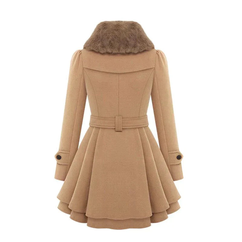 Trench Long avec Doublure en Fausse Fourrure pour Femme | Idéal pour l’Hiver