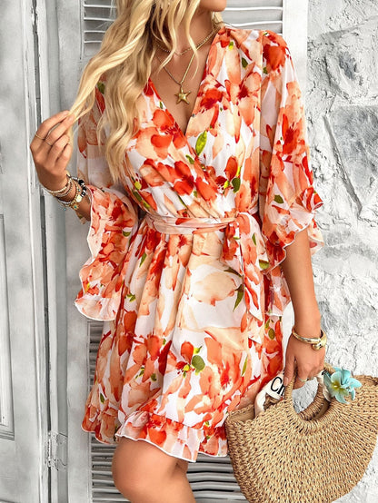 Robe Portefeuille à Manches à Volants pour Femme | Idéale pour les Événements d'Été