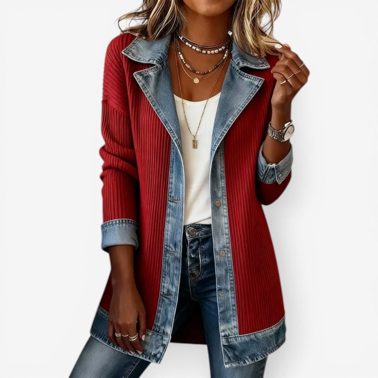 Veste Effet Superposé À Col À Revers Pour Femme | Idéale Pour L'automne Et Les Tenues De Tous Les Jours