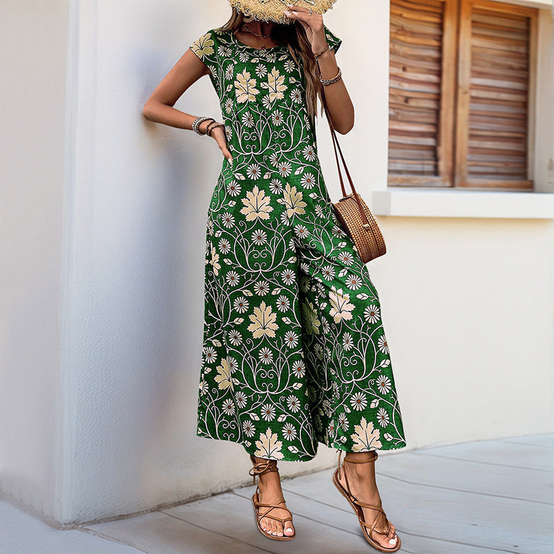 Combinaison À Motif Floral Avec Poches Latérales Pour Femme | Idéale Pour Saison Estivale