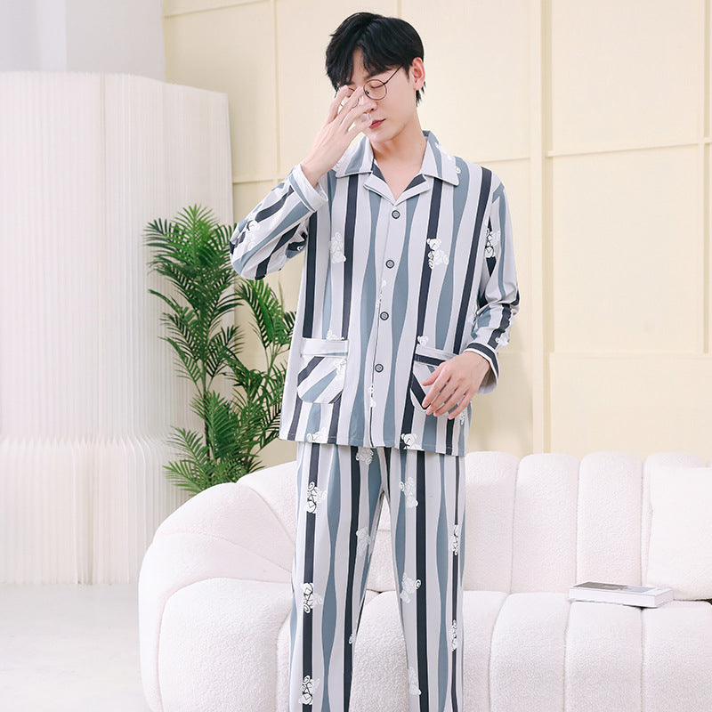 Pyjama Deux Pièces pour Homme avec Haut à Manches Longues et Pantalon | Idéal pour le Printemps et l'Automne