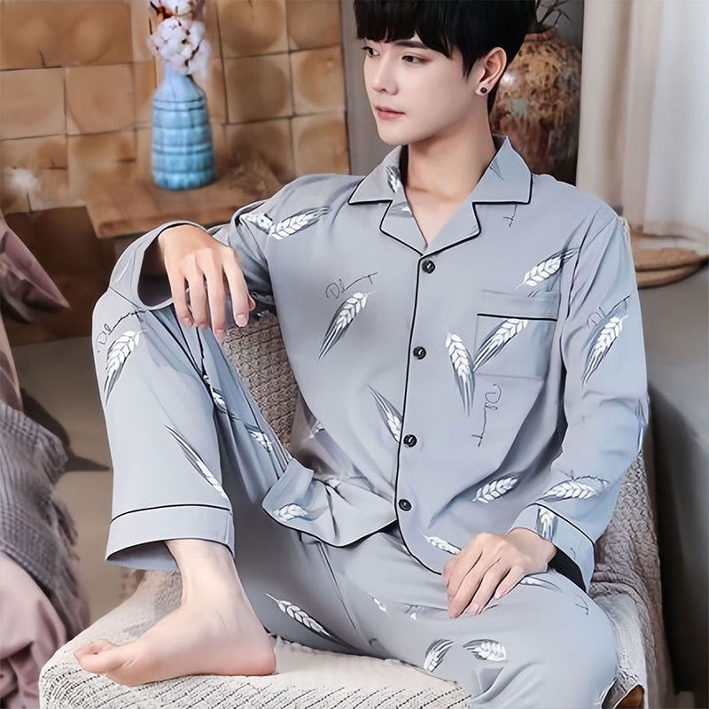 Pyjama Deux Pièces pour Homme avec Haut à Manches Longues et Pantalon | Idéal pour le Printemps, l’Automne et l’Hiver