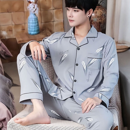 Pyjama Deux Pièces pour Homme avec Haut à Manches Longues et Pantalon | Idéal pour le Printemps, l’Automne et l’Hiver