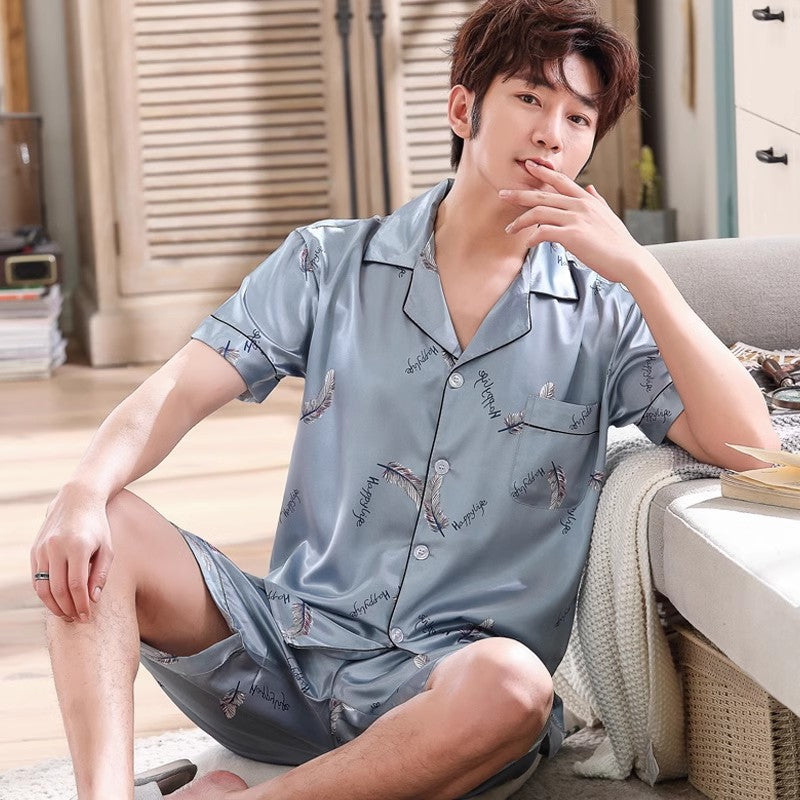 Pyjama d’Été pour Homme avec Haut à Manches Courtes et Pantalon | Idéal pour le Printemps et l’Été