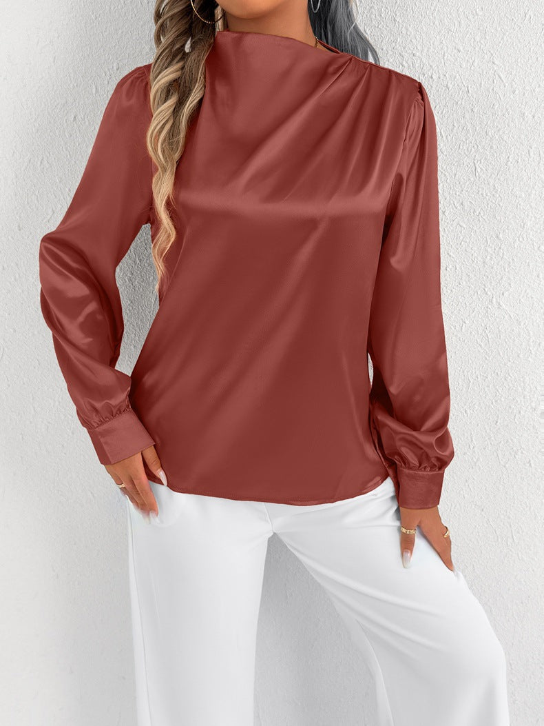Blouse Avec Col Montant Et Manches Longues Pour Femme | Idéale Pour Le Bureau Et Les Occasions Formelles