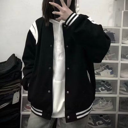 Veste College Oversize À Manches Contrastées pour Femme | Idéale pour Un Style Décontracté