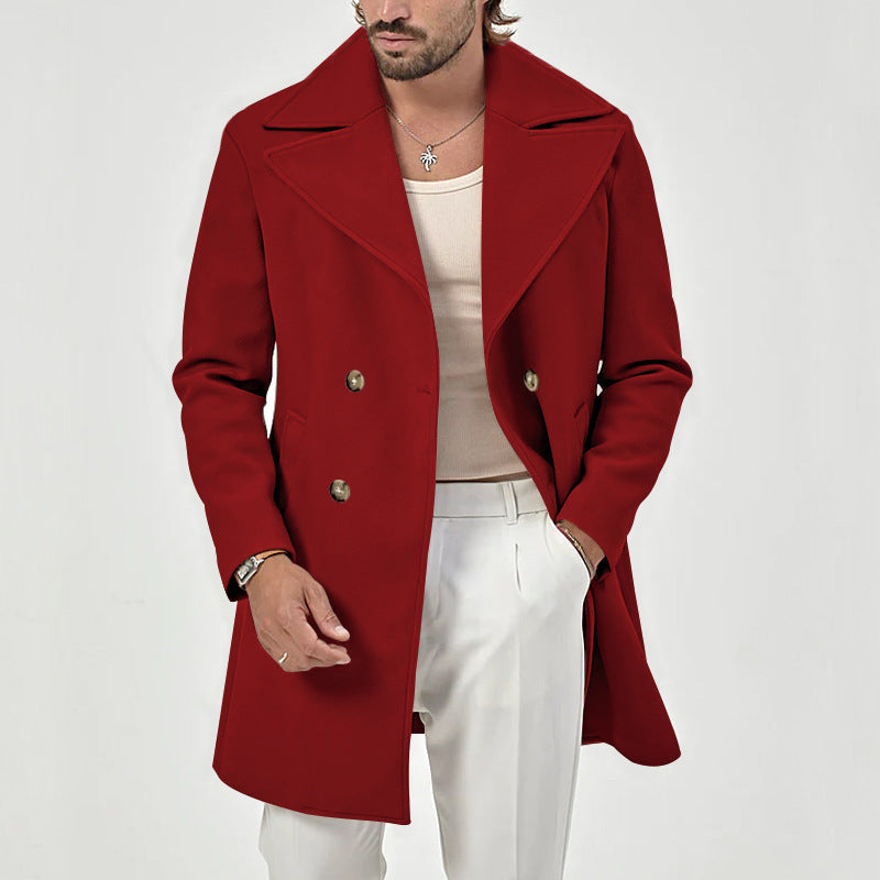 Manteau croisé à revers larges pour hommes