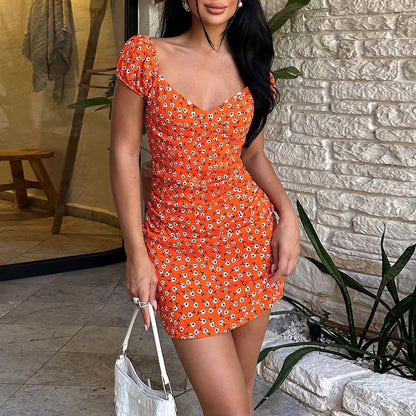 Mini-Robe À Motif Floral Avec Manches Bouffantes Pour Femmes | Idéal Pour La Saison Estivale