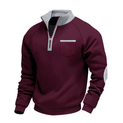 Sweatshirt À Col Zippé Quart Avec Poches Poitrine Pour Adultes | Idéal Pour Saisons Fraîches