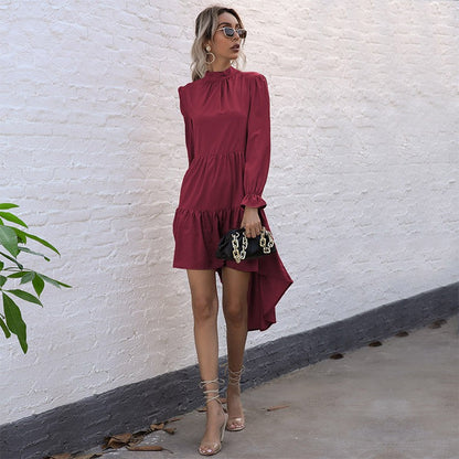 Robe Midi à Manches Longues avec Détails à Ruches pour Femme | Idéale pour Événements et Quotidien