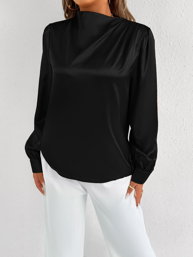 Blouse Avec Col Montant Et Manches Longues Pour Femme | Idéale Pour Le Bureau Et Les Occasions Formelles