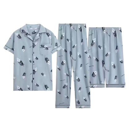 Ensemble de Pyjama pour Homme avec Haut à Manches Courtes, Short et Pantalon | Idéal pour l’Été