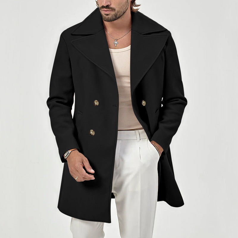 Manteau croisé à revers larges pour hommes