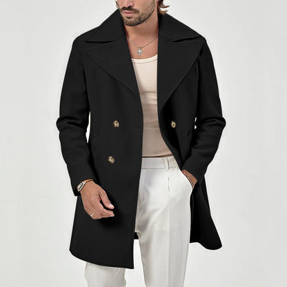Manteau croisé à revers larges pour hommes