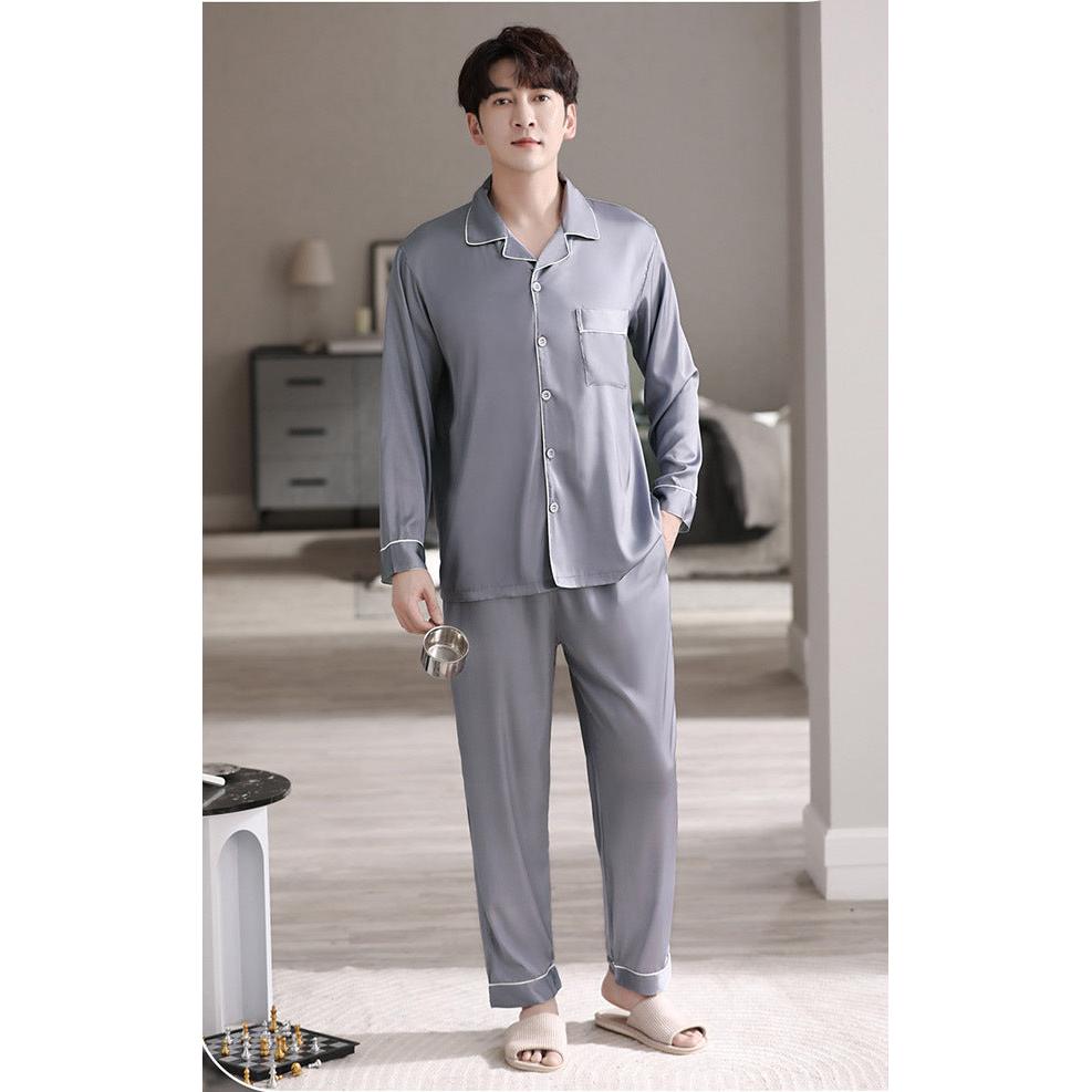 Pyjama Deux Pièces pour Homme avec Haut à Manches Longues et Pantalon | Idéal pour le Printemps et l’Été