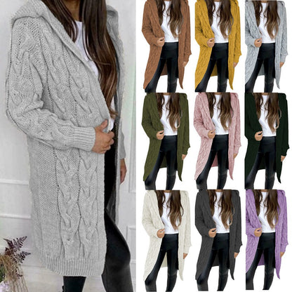 Cardigan à capuche à motif en relief pour femmes