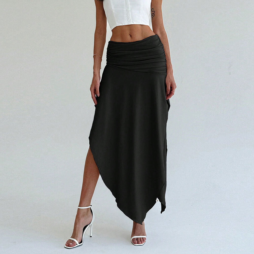 Jupe Midi À Taille Froncée Avec Ourlet Asymétrique Pour Femme | Idéale Pour Le Quotidien Et Les Occasions Planifiées