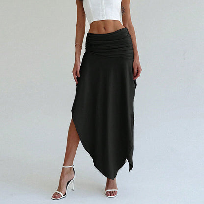 Jupe Midi À Taille Froncée Avec Ourlet Asymétrique Pour Femme | Idéale Pour Le Quotidien Et Les Occasions Planifiées
