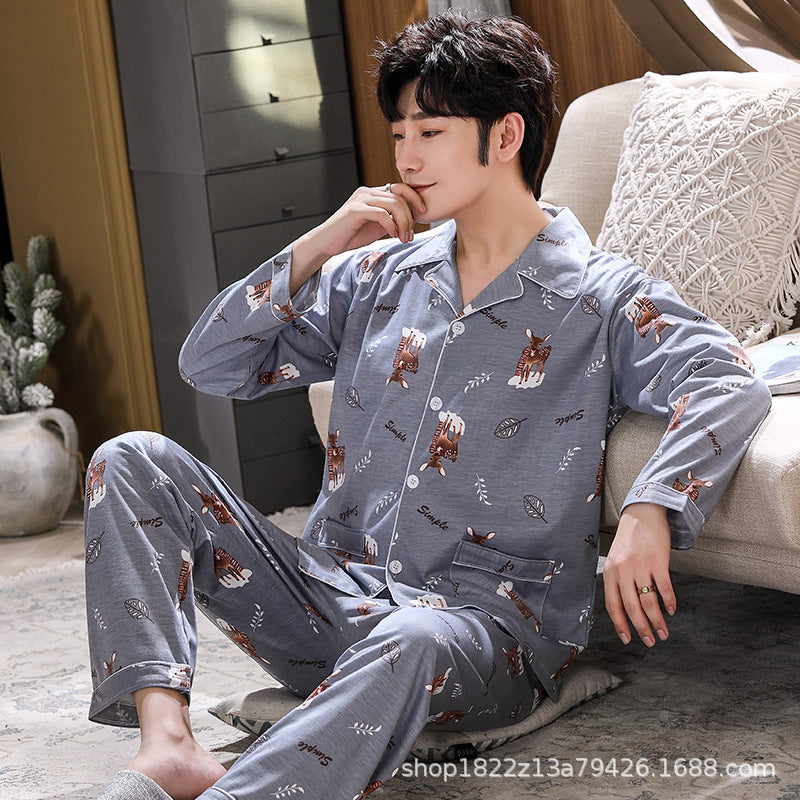 Pyjama Deux Pièces pour Homme avec Haut à Manches Longues et Pantalon | Idéal pour le Printemps et l'Automne