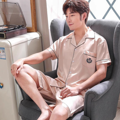 Pyjama d’Été pour Homme avec Haut à Manches Courtes et Pantalon | Idéal pour le Printemps et l’Été