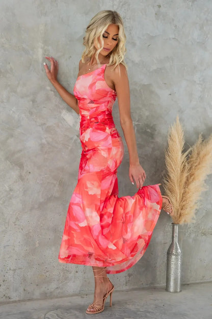 Robe Asymétrique à Une Épaule avec Fronces pour Femme | Idéale pour les Événements d'Été
