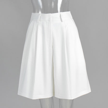 Short Taille Haute À Jambe Large Avec Fermeture À Boutons Pour Femme | Idéal Pour Le Printemps Et L’Été