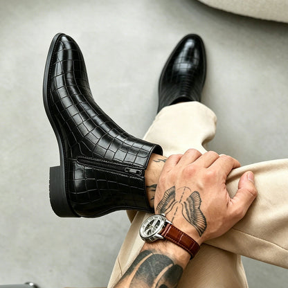 Bottines Chelsea à motif croco pour hommes