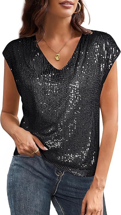 Haut À Paillettes Avec Col En V Pour Femmes | Idéal Pour Soirées Et Occasions