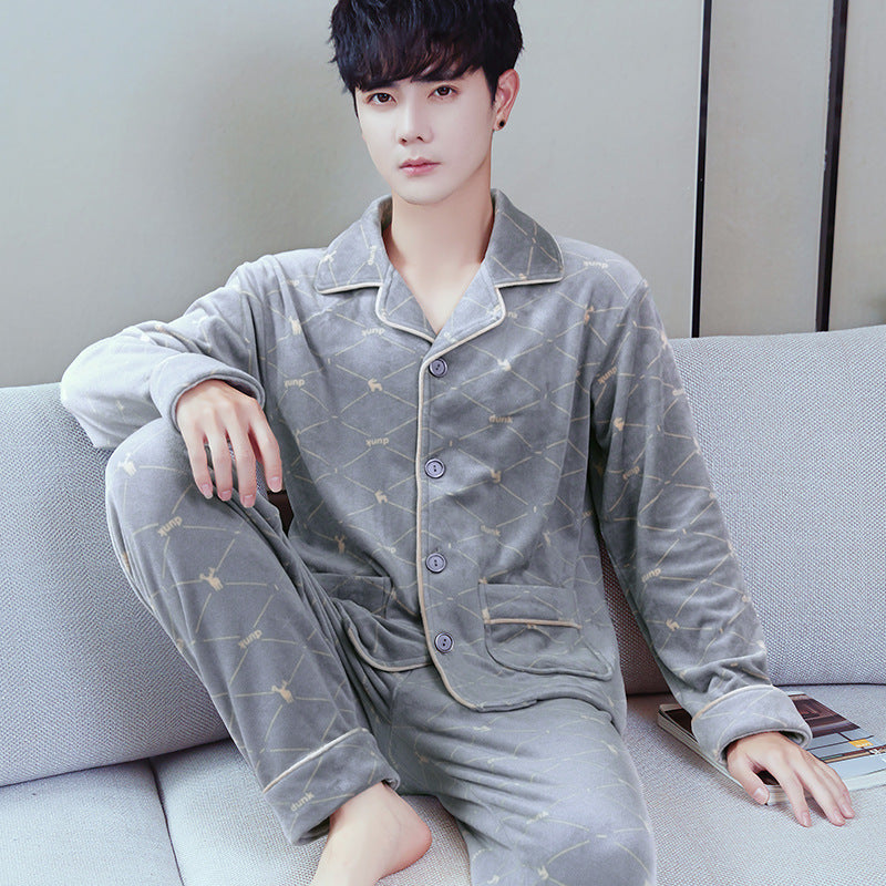 Pyjama Deux Pièces pour Homme avec Haut à Manches Longues et Pantalon | Idéal pour l’Automne et l’Hiver