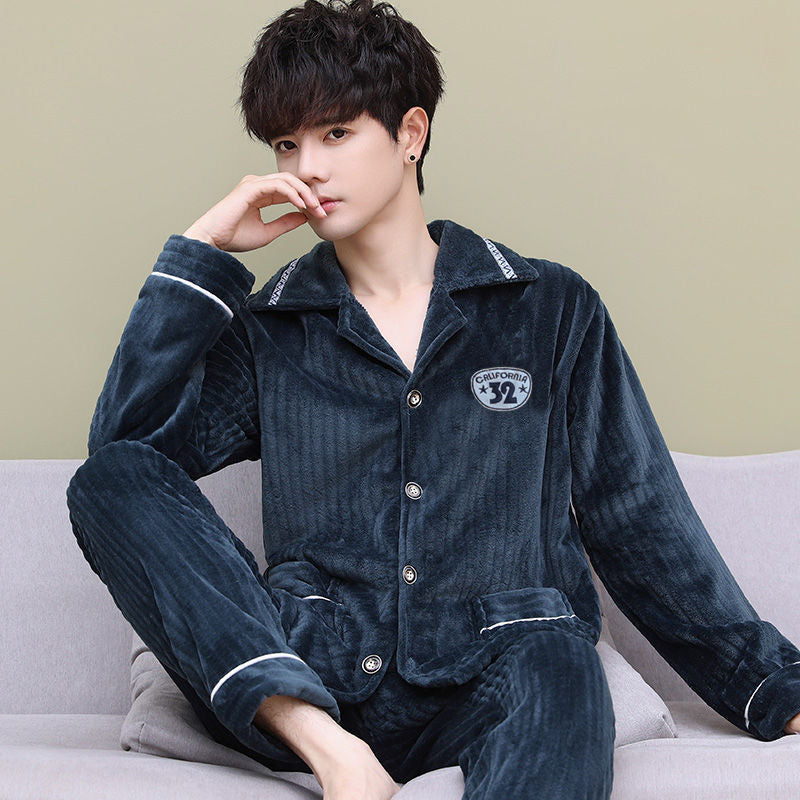 Pyjama Deux Pièces pour Homme avec Haut à Manches Longues et Pantalon | Idéal pour l’Hiver et l’Automne