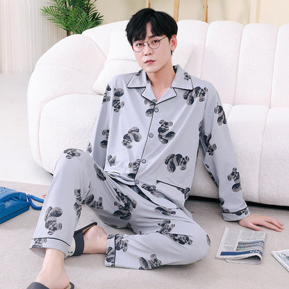 Pyjama Deux Pièces pour Homme avec Haut à Manches Longues et Pantalon | Idéal pour le Printemps et l'Automne