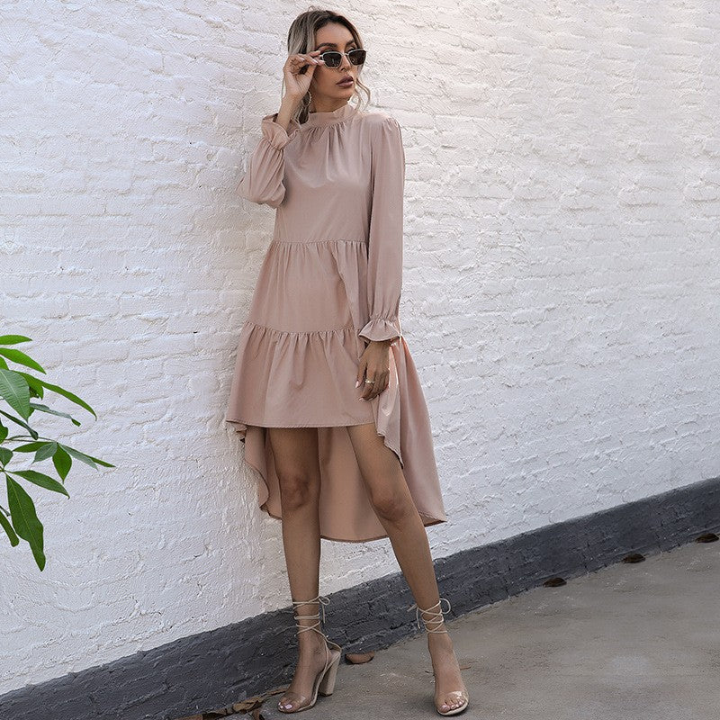 Robe Midi à Manches Longues avec Détails à Ruches pour Femme | Idéale pour Événements et Quotidien