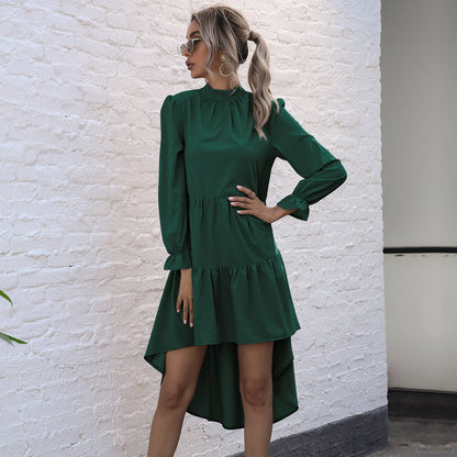 Robe Midi à Manches Longues avec Détails à Ruches pour Femme | Idéale pour Événements et Quotidien