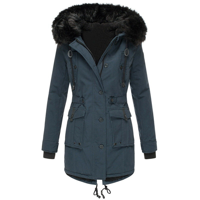 Manteau Long d’Hiver avec Fermeture à Boutons pour Femme | Idéal pour la Saison Froide