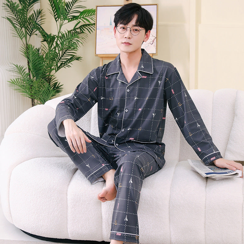 Pyjama Deux Pièces pour Homme avec Haut à Manches Longues et Pantalon | Idéal pour le Printemps et l'Automne