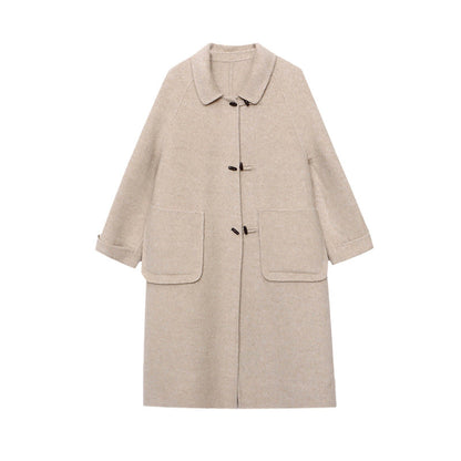 Manteau long à brandebourgs pour femmes