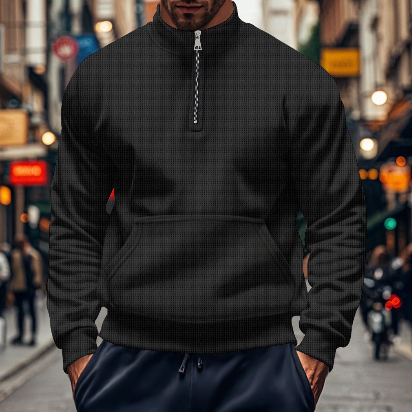 Sweat À Demi‑Zip Avec Poche Kangourou Pour Homme | Idéal Pour Une Utilisation Quotidienne