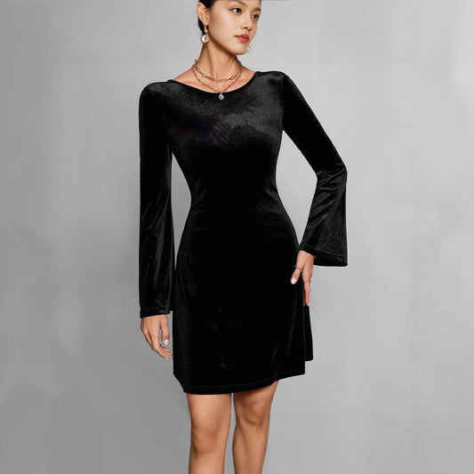 Robe Midi avec Manches Longues et Coupe Droite pour Femme | Idéale pour Quotidien et Occasions