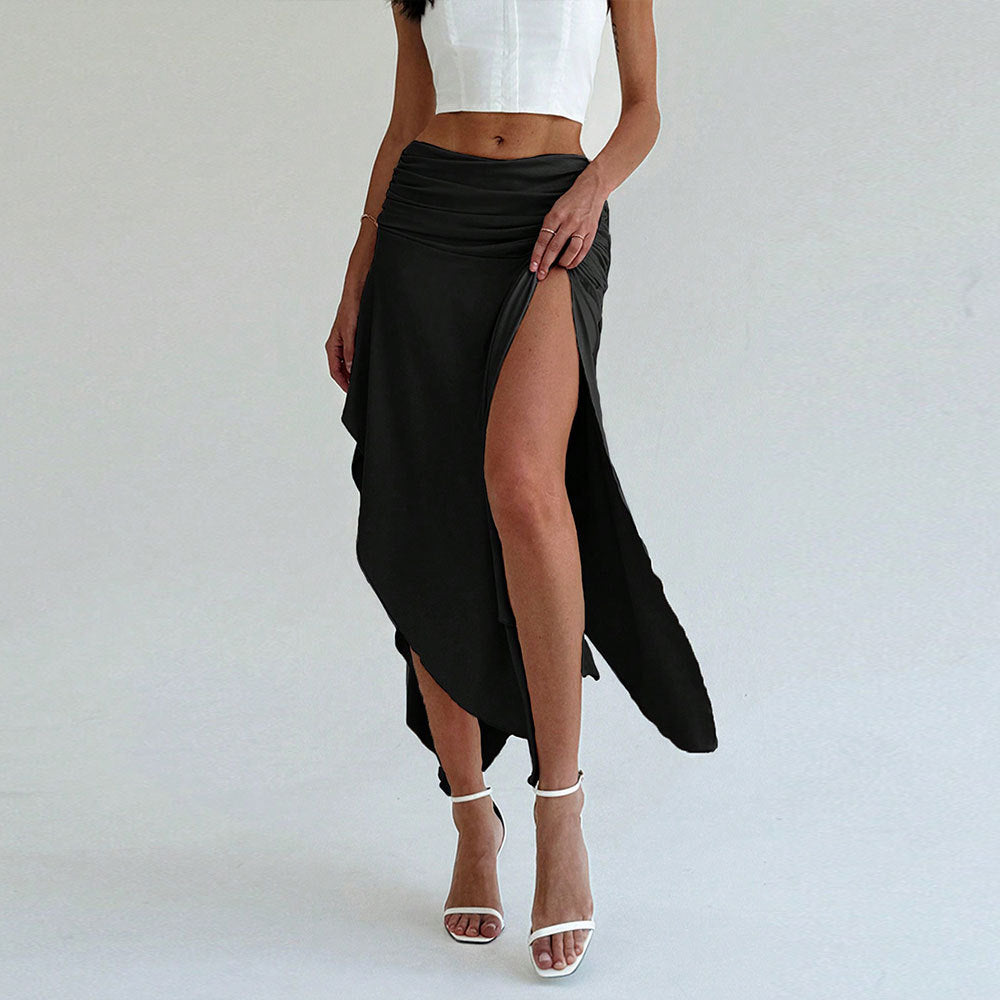 Jupe Midi À Taille Froncée Avec Ourlet Asymétrique Pour Femme | Idéale Pour Le Quotidien Et Les Occasions Planifiées