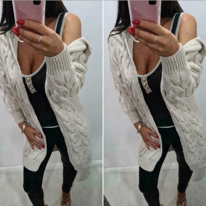 Cardigan à capuche à motif en relief pour femmes