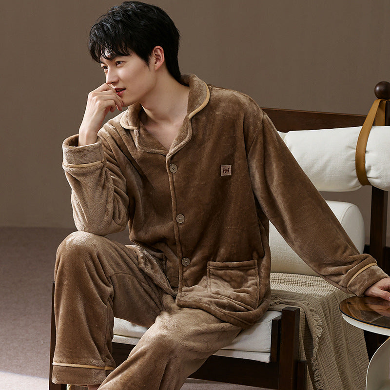 Pyjama pour Homme avec Manches Longues pour un Usage Intérieur | Idéal pour l’Automne et l’Hiver