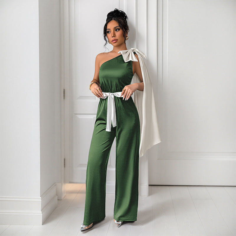 Combinaison One-Shoulder Avec Ceinture À Nouer Pour Femme | Idéale Pour Les Occasions Habillées