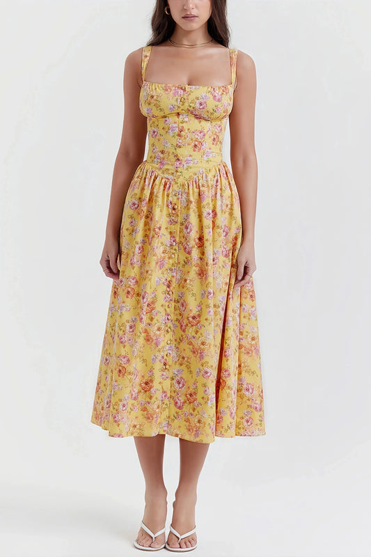 Robe Midi à Imprimé Floral pour Femme | Idéale pour l’Été ou les Occasions Spéciales