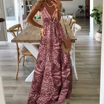 Robe Maxi À Bretelles Fines Et Col En V Pour Femme | Idéale Pour Les Journées Chaudes Et Les Sorties Décontractées